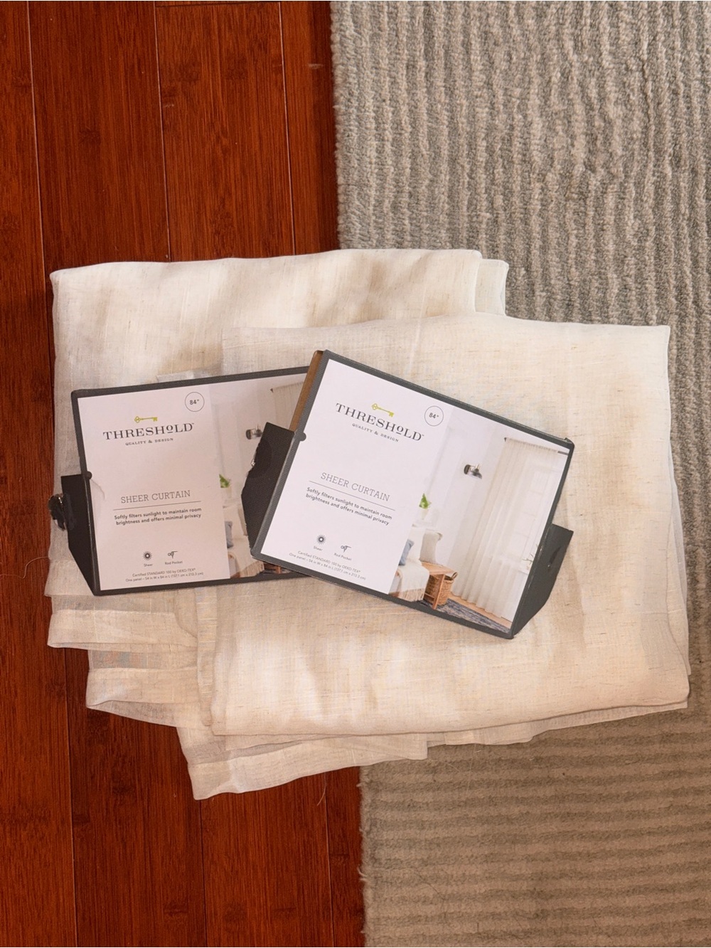 84 " target threshold sheer cream curtains - two sets